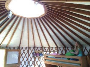 The yurt's skylight - with me in the background :)